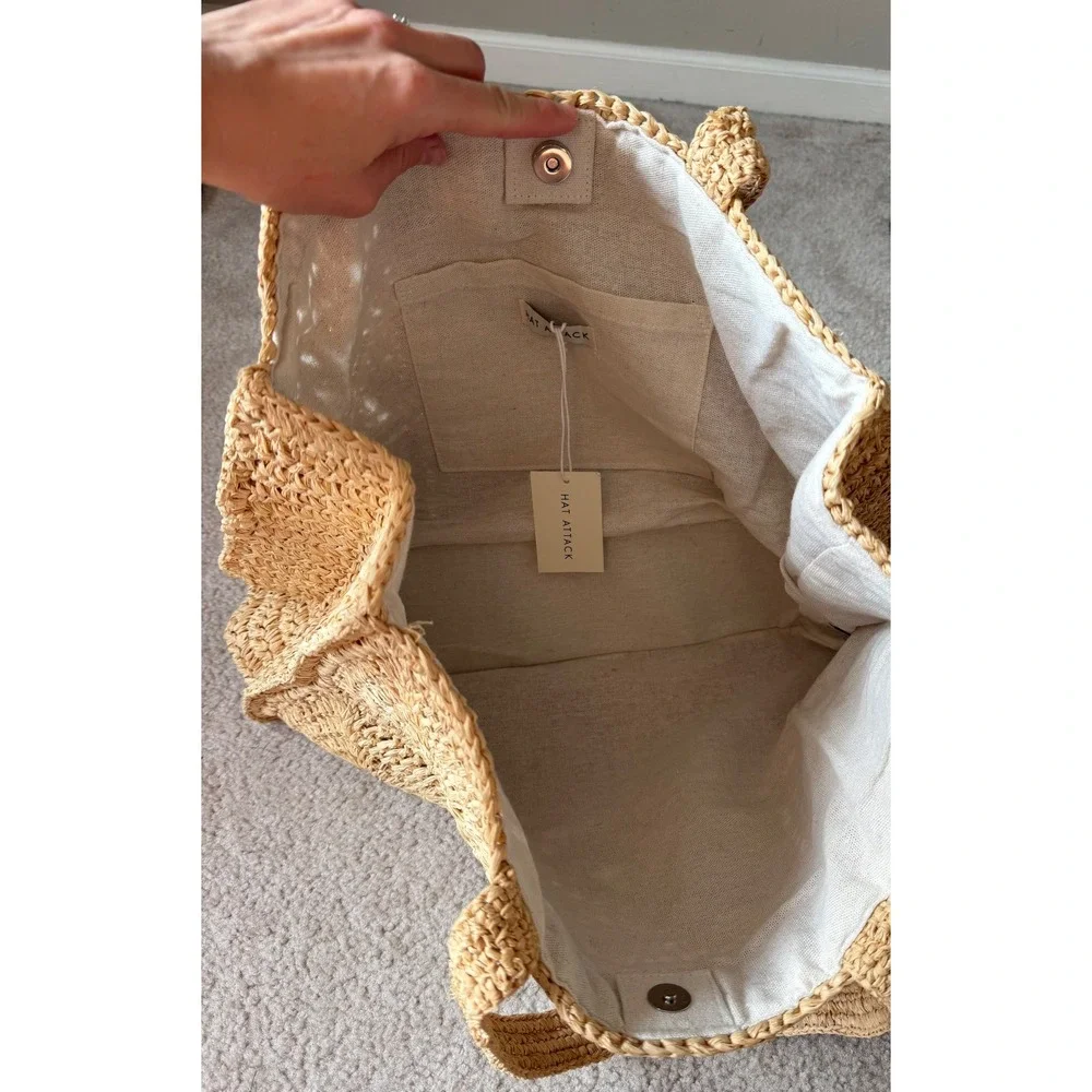 Hat Attack Straw Tote Portia Luxe Rafia Beach New